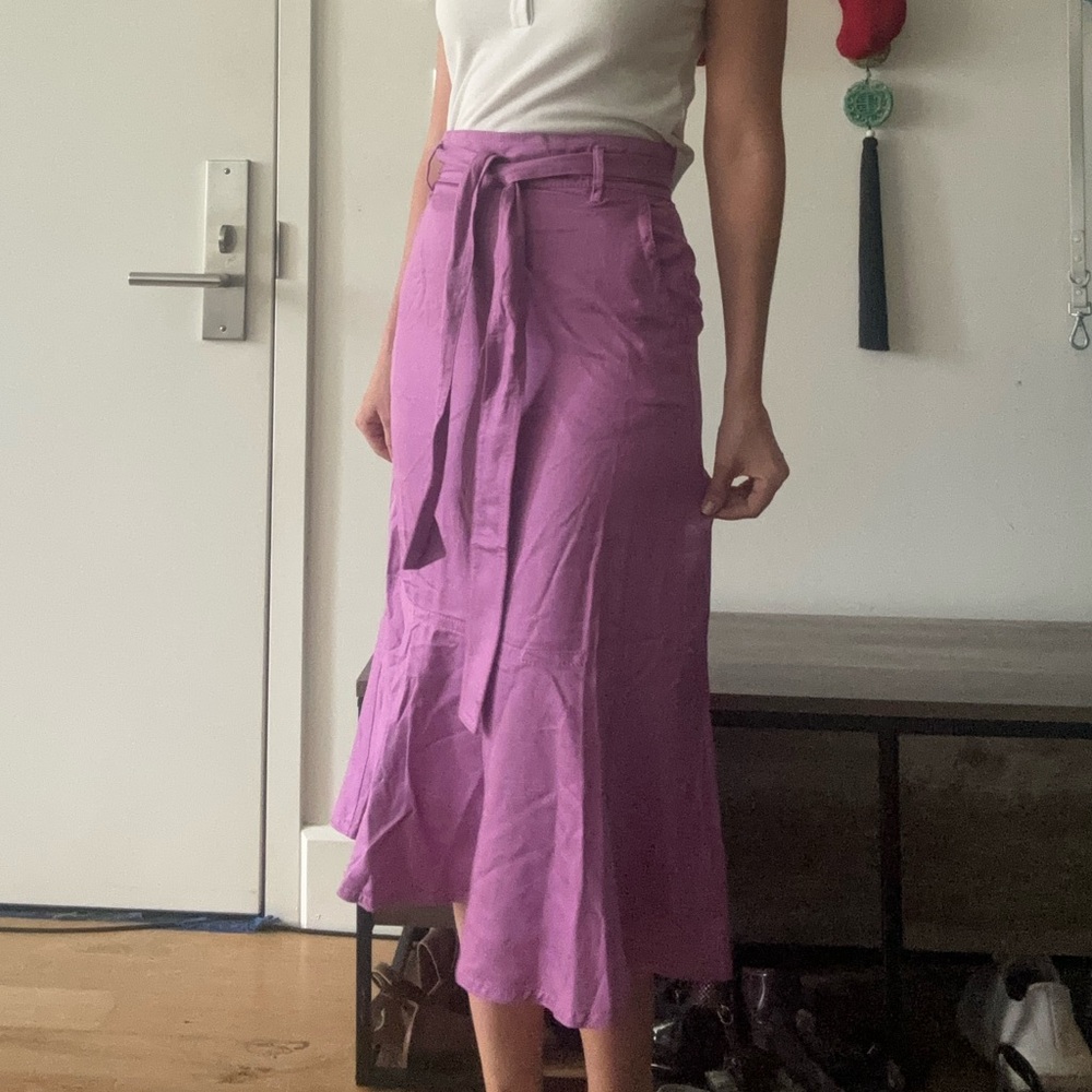 Ann Taylor Purple midi skirt with tie